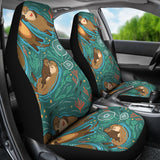 Cute Brown Sea Otters Ornamental Seaweed Corals Green Water Universal Fit Car Seat Covers
