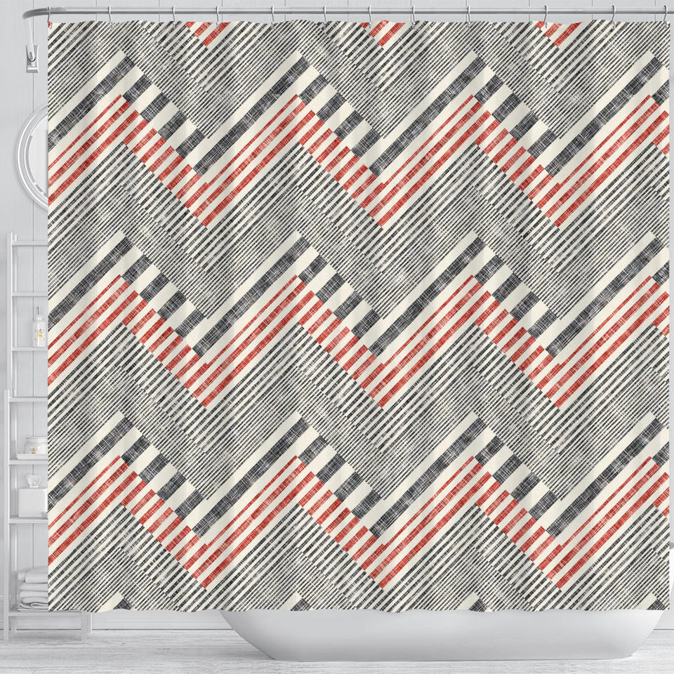 Zigzag Chevron Striped Pattern Shower Curtain Fulfilled In US
