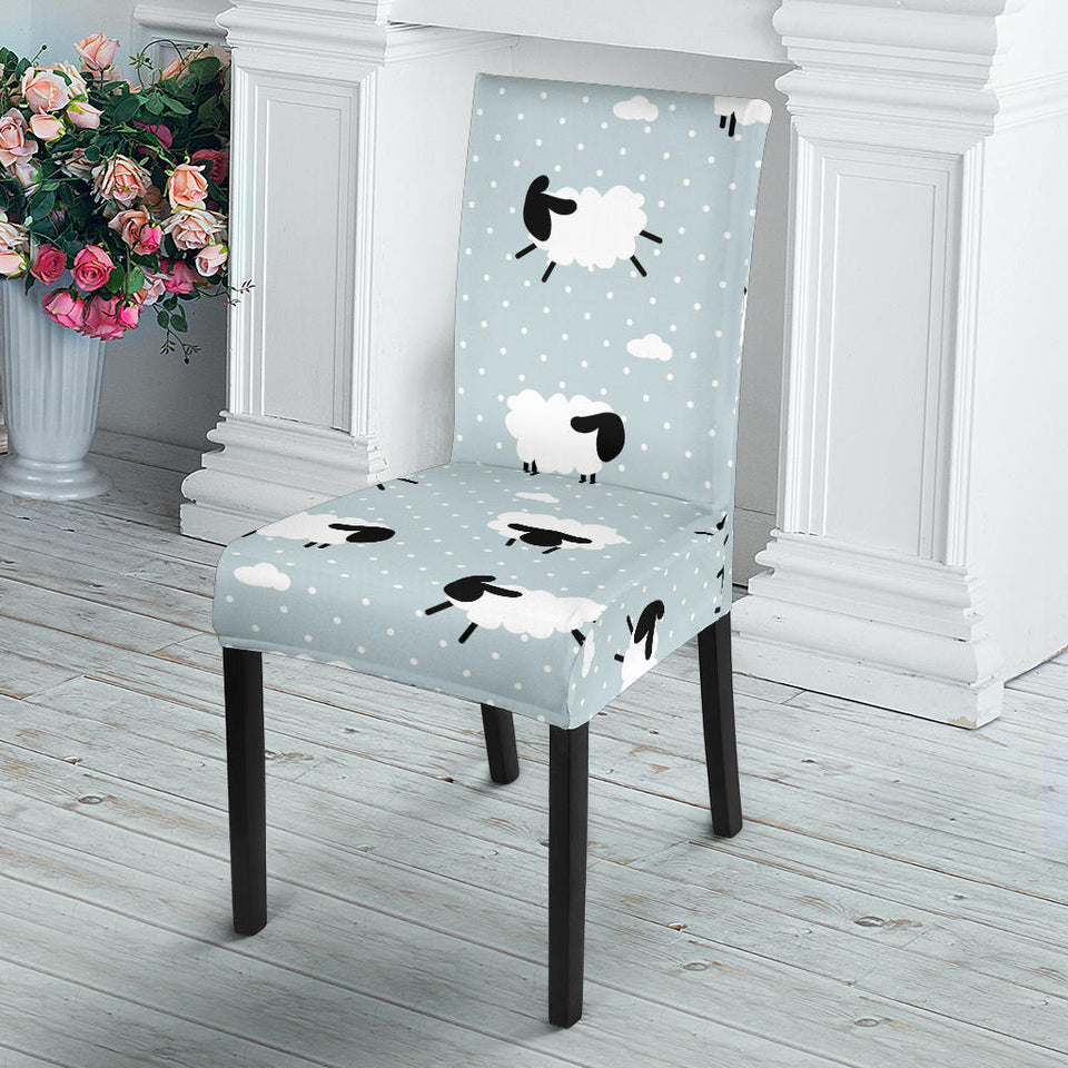 Sheep Polka Dot Cloud Pattern Dining Chair Slipcover