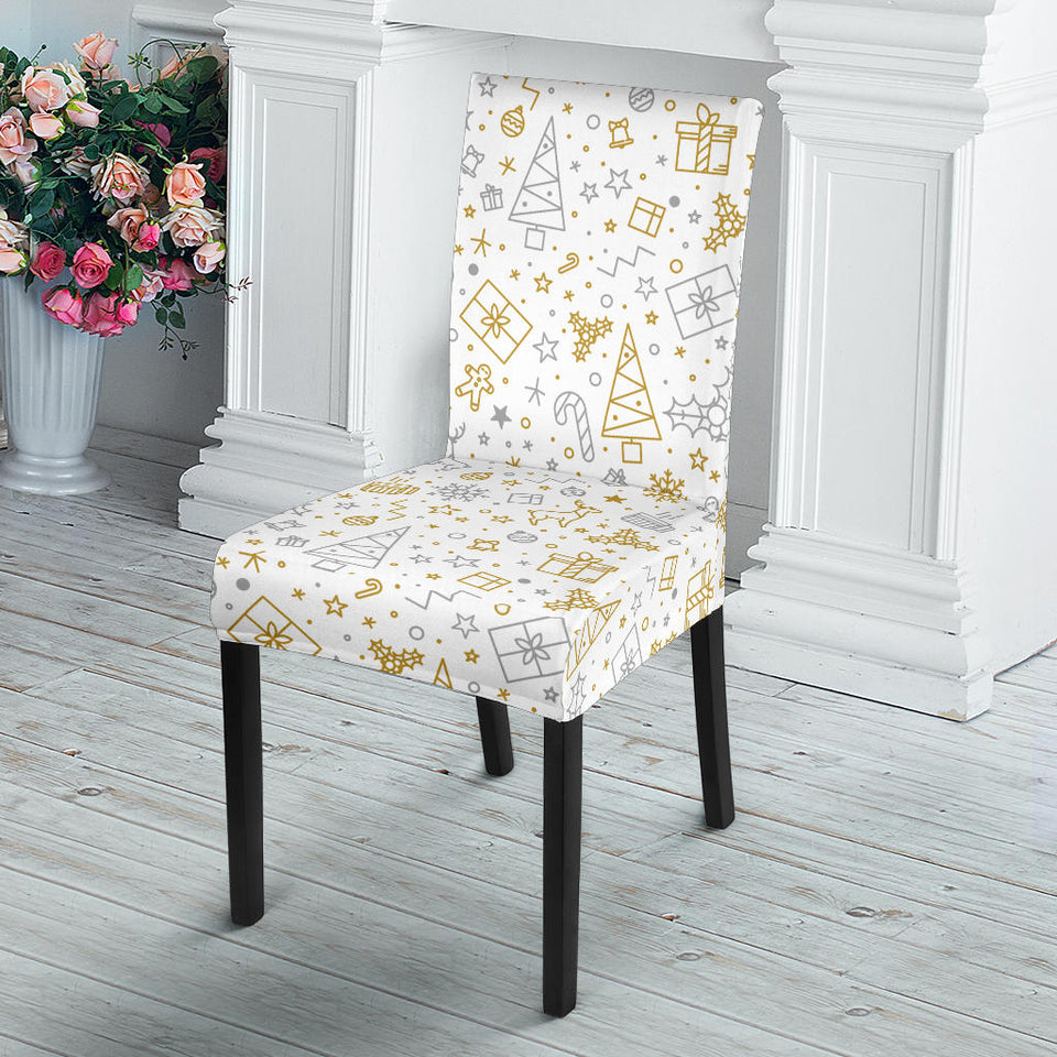 Christmas Tree Christmas Element Silver Gold Pattern Dining Chair Slipcover