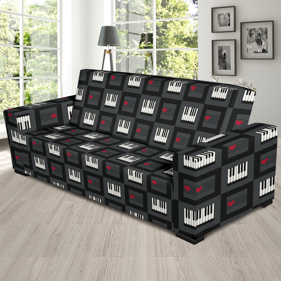 Piano Pattern Print Design 05  Sofa Slipcover