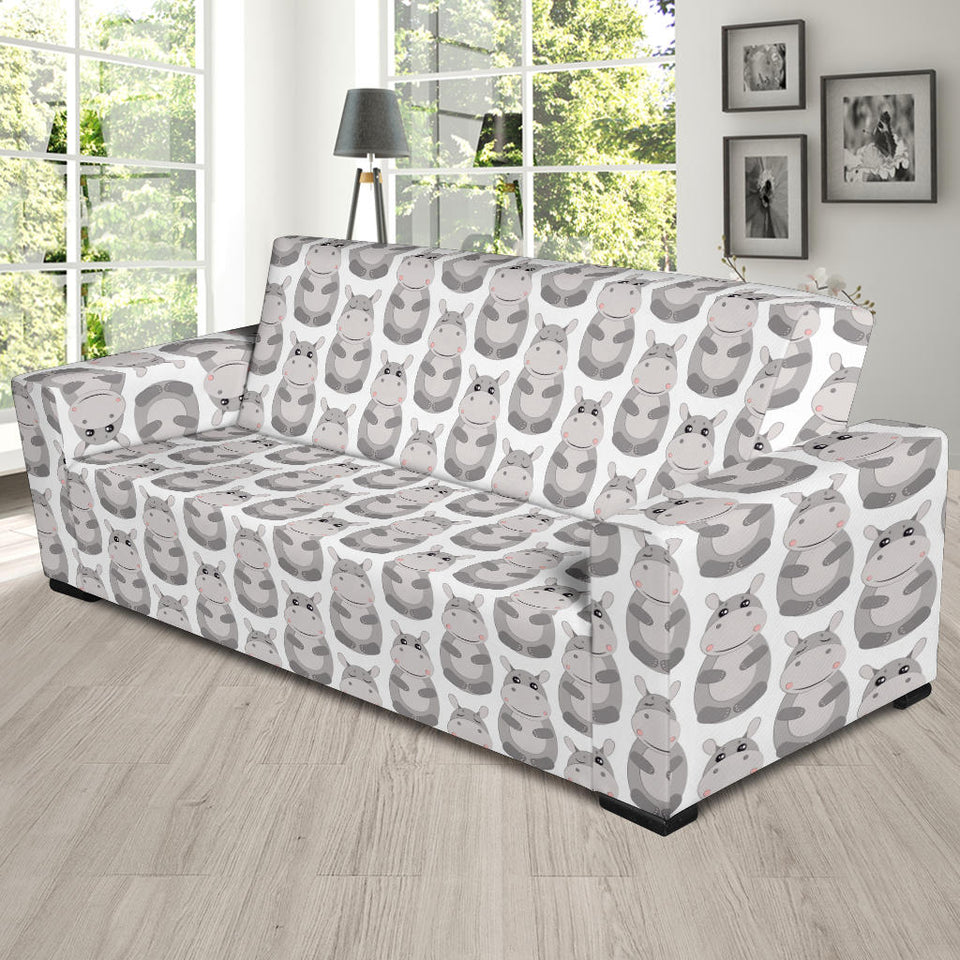 Hippopotamus Pattern Print Design 05 Sofa Slipcover