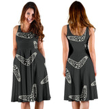 Hand Drawn Boomerang Australian Aboriginal Ornament Sleeveless Midi Dress