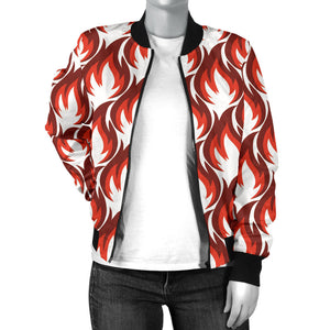 Fire Flame Symbol Design Pattern Women'S Bomber Jacket