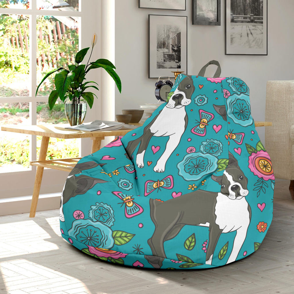 Boston Terrier Beautiful Flower Pattern Bean Bag Cover