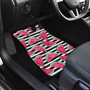 Watercolor Paint Textured Watermelon Pieces Front Car Mats