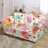 Clock Butterfly Pattern Loveseat Couch Slipcover