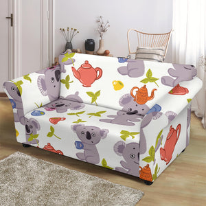 Cute Koalas Teapots Tea Loveseat Couch Slipcover