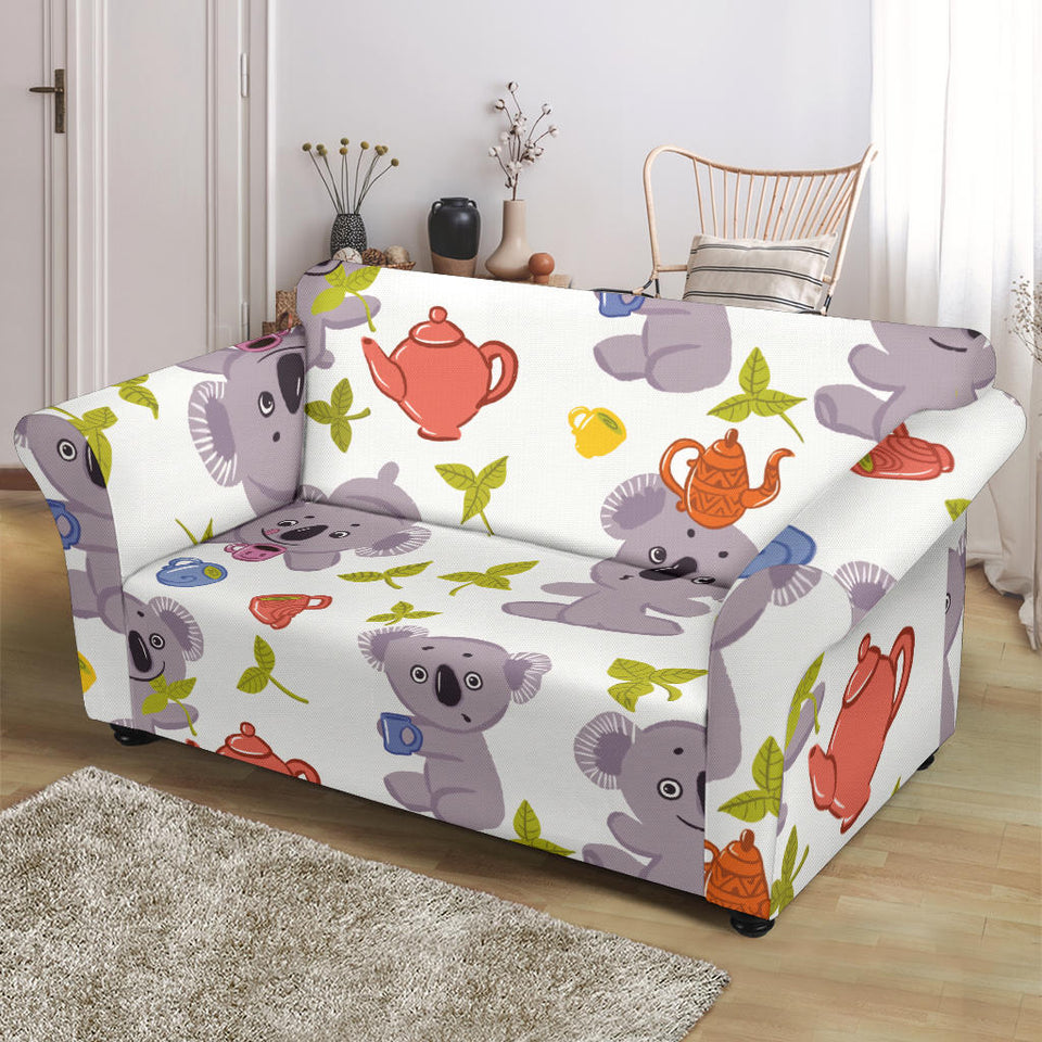 Cute Koalas Teapots Tea Loveseat Couch Slipcover