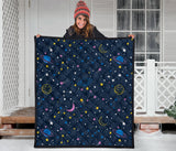 Space Pattern With Planets, Comets, Constellations And Stars Premium Quilt
