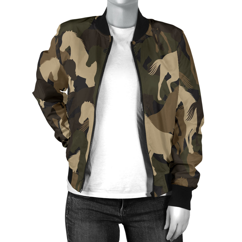 Horse Camo Camouflage Pattern Women'S Bomber Jacket