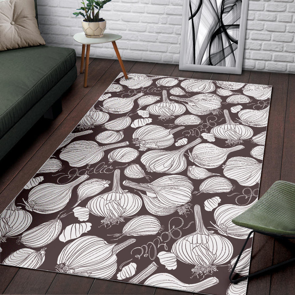 Garlic Bulb Dark Background Area Rug