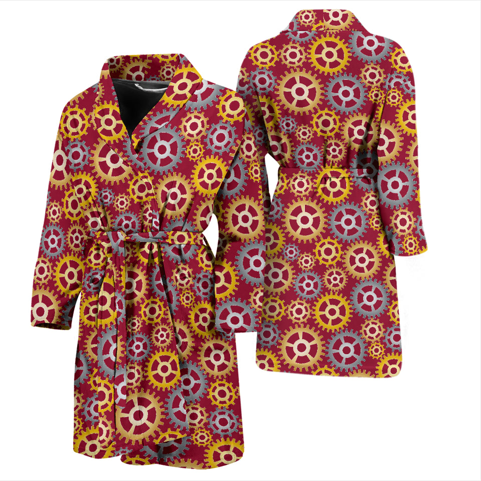 Gear Pattern Print Design 04 Men's Bathrobe