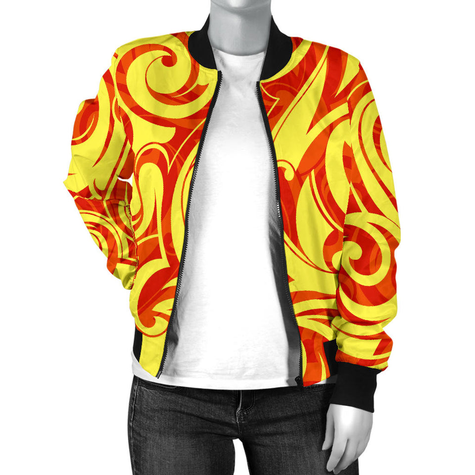 Fire Flame Design Pattern Women'S Bomber Jacket