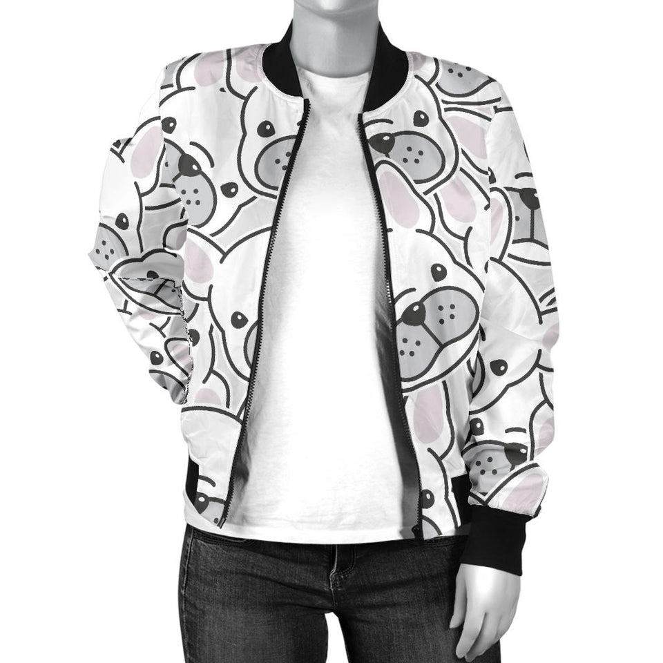 Cute French Bulldog Head Pattern Women'S Bomber Jacket