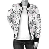 Cute French Bulldog Head Pattern Women'S Bomber Jacket