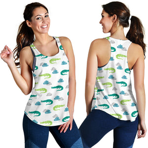 watercolor crocodile pattern Women Racerback Tank Top