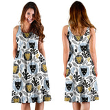 Lion Pattern Print Design 05 Sleeveless Midi Dress