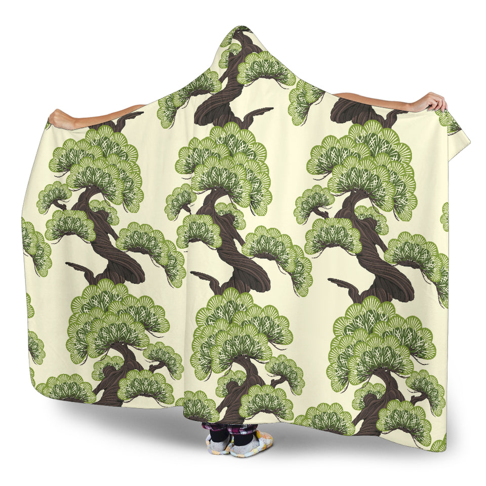 Bonsai Pattern Hooded Blanket