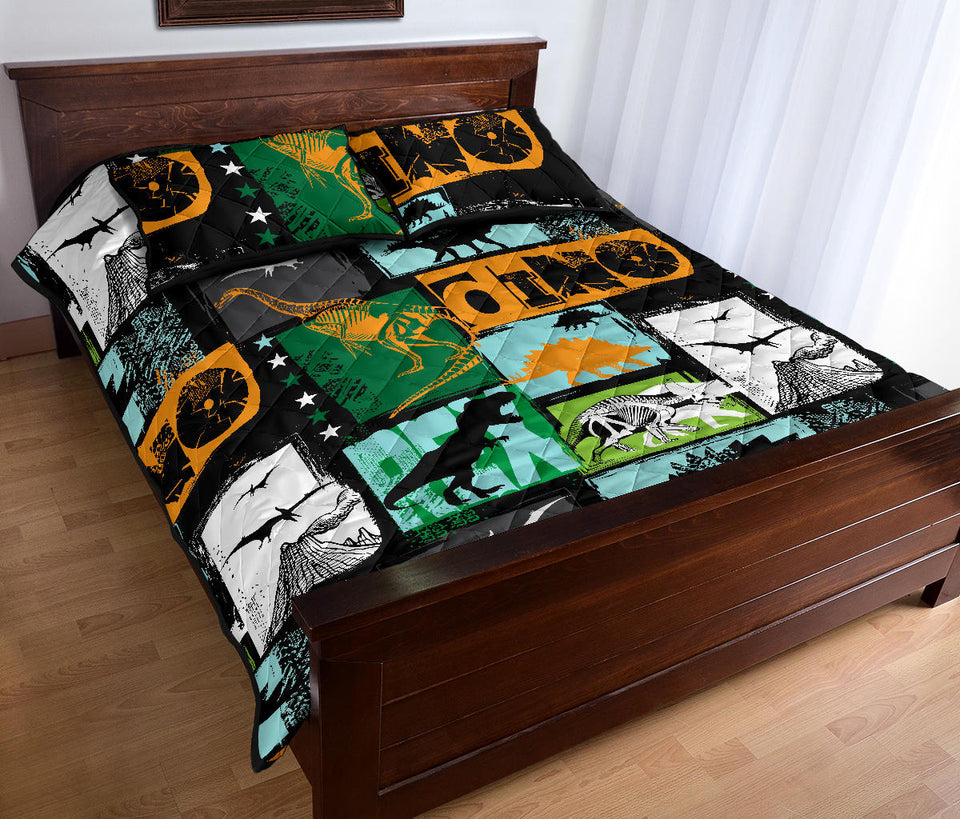 dinosaurs print pattern Quilt Bed Set