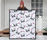 Hand Drawn Faces Of Pandas Pattern Premium Quilt