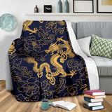 Gold Dragon Pattern Premium Blanket