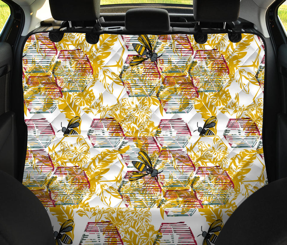 Cool Bee Honeycomb Leaves Pattern Dog Car Seat Covers
