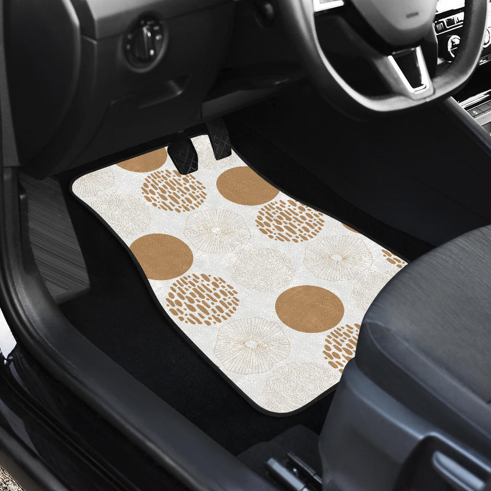 Gold Texture Mushroom Pattern Front And Back Car Mats