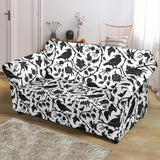 Crow Dark Floral Pattern Loveseat Couch Slipcover