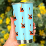 Electric Guitar Pattern Light Blue Background Tumbler
