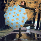 Brown Cute Pomeranian Blue Blackground Umbrella