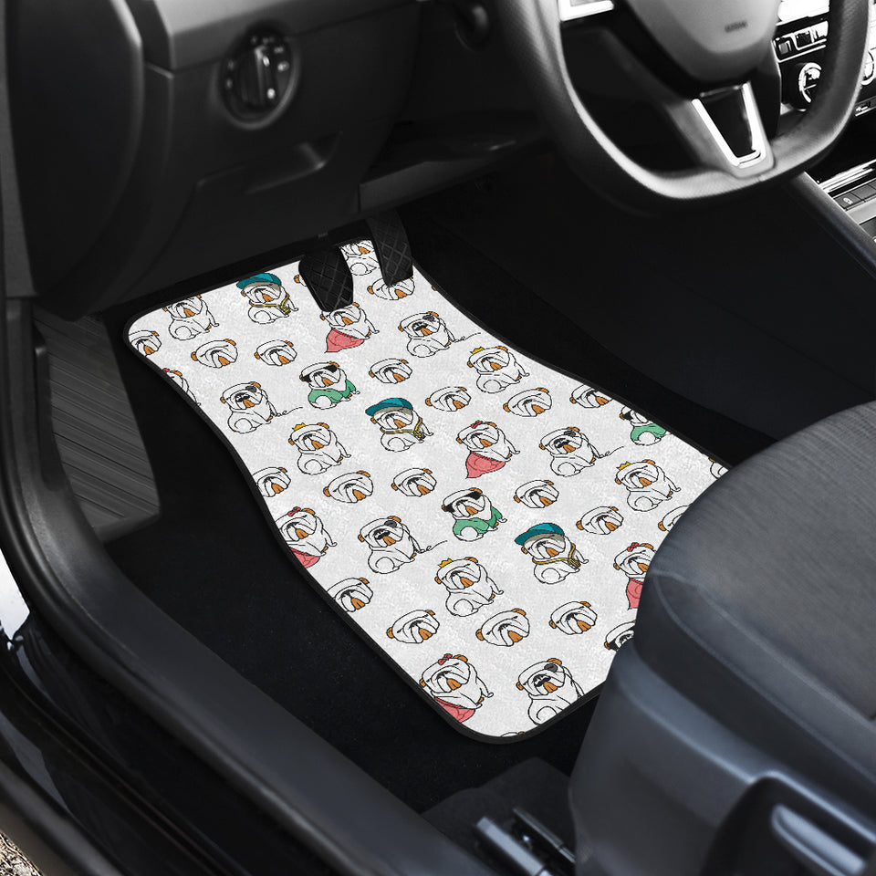 English Bulldog Pattern Print Design 03 Front and Back Car Mats