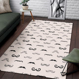 Mustache Beard Pattern Print Design 05 Area Rug