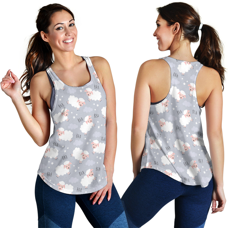 Sweet dreams sheep pattern Women Racerback Tank Top