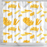 French Fries White Paper Box Pattern Shower Curtain Fulfilled In US
