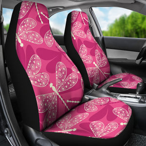 Beautiful Dragonfly Pink Background Universal Fit Car Seat Covers