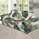 Heliconia Flowers, Palm And Monstera Leaves Sofa Slipcover