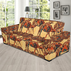 Camel Polynesian Tribal Design Pattern Sofa Slipcover