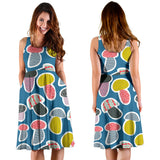 Colorful Mushroom Design Pattern Sleeveless Midi Dress