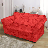 Strawberry Pattern Red Background Loveseat Couch Slipcover