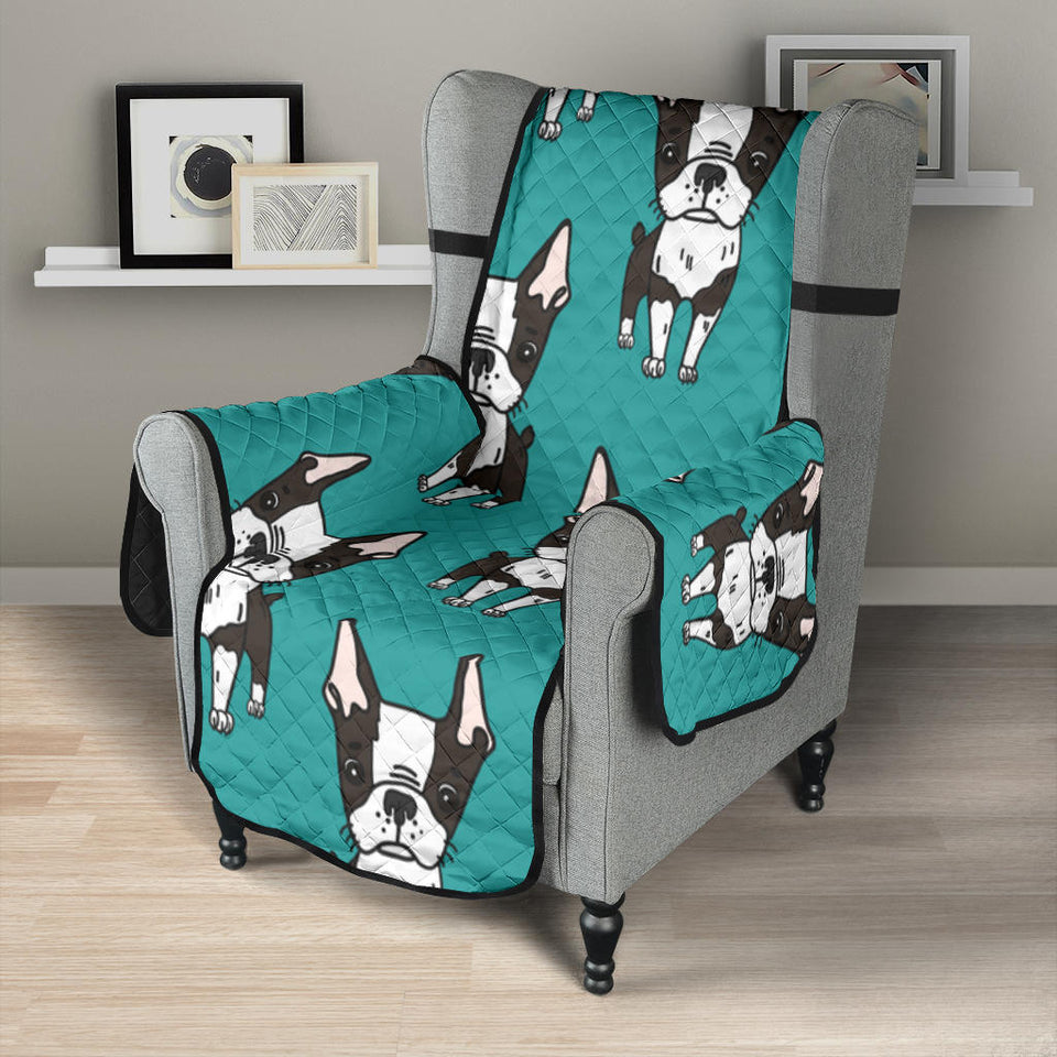 Hand drawn boston terrier dog pattern Chair Cover Protector