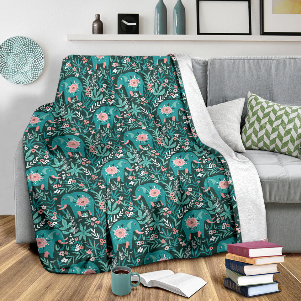 Elephants Jungle Pattern Premium Blanket