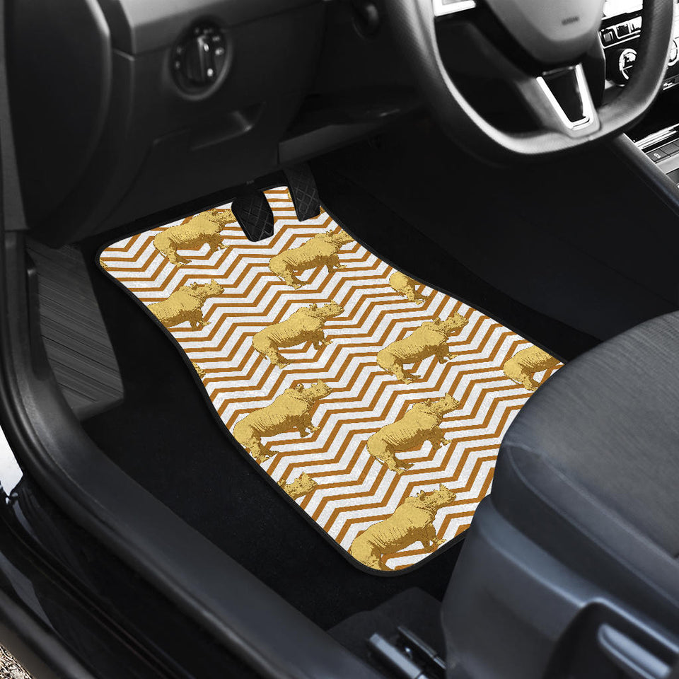 Rhino Yellow Theme Pattern Front And Back Car Mats
