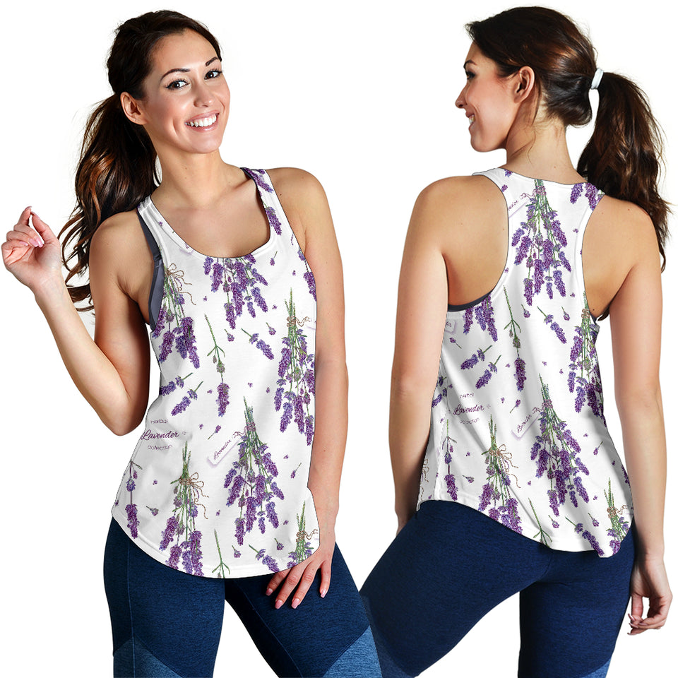 lavender flower design pattern Women Racerback Tank Top