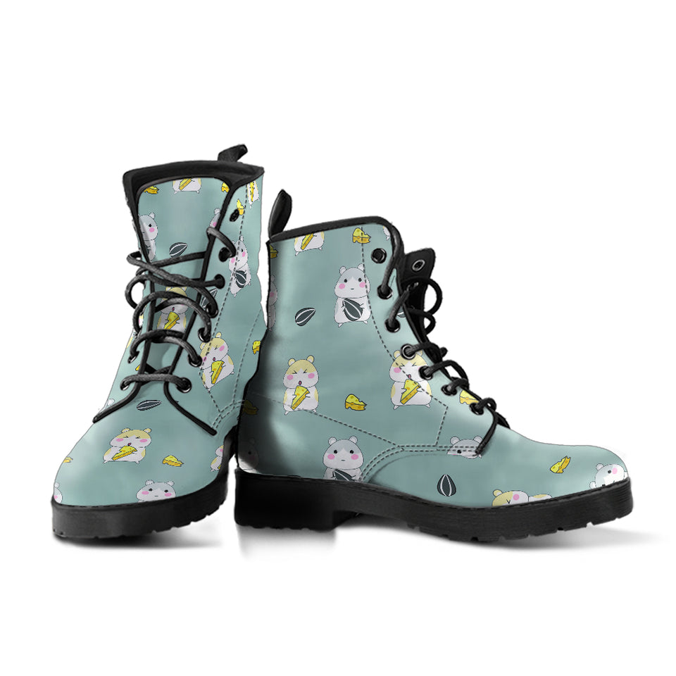 Cute Hamster Cheese Pattern Leather Boots