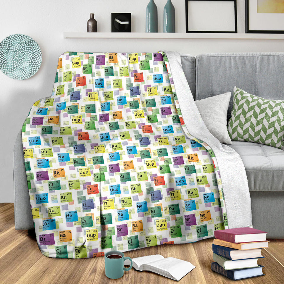 Chemistry Periodic Table Pattern Print Design 05 Premium Blanket