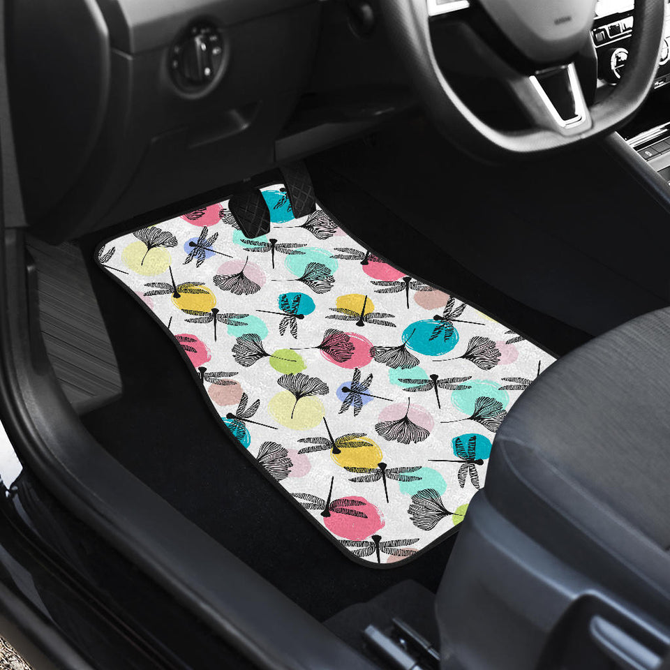 Dragonflies Ginkgo Leaves Pattern Front Car Mats