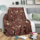 Coffee Bean Flower Pattern Premium Blanket