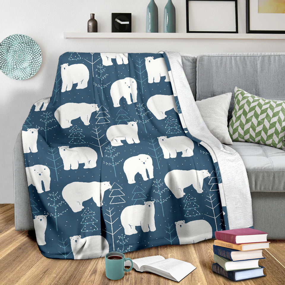 Polar Bear Mother Her Child Pattern Premium Blanket