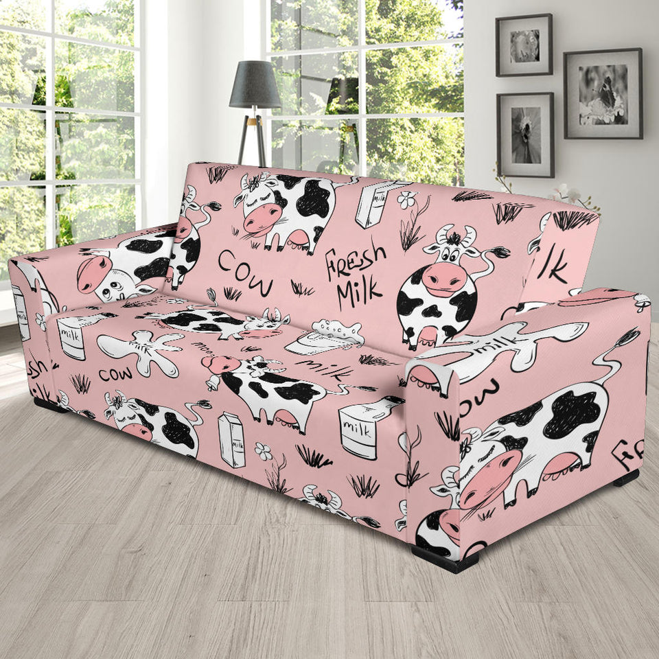 Cows Milk Product Pink Background Sofa Slipcover